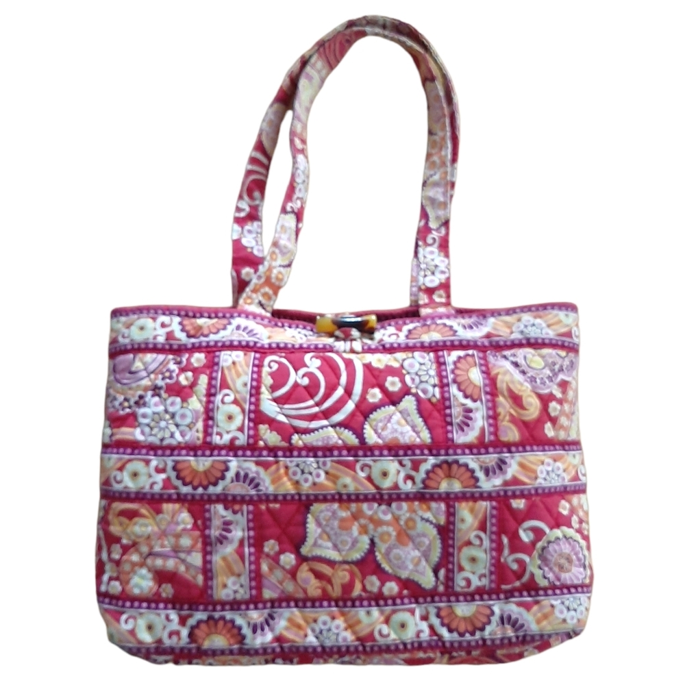 Vera Bradley Tote Bag Purse Toggle Raspberry Fizz Pink